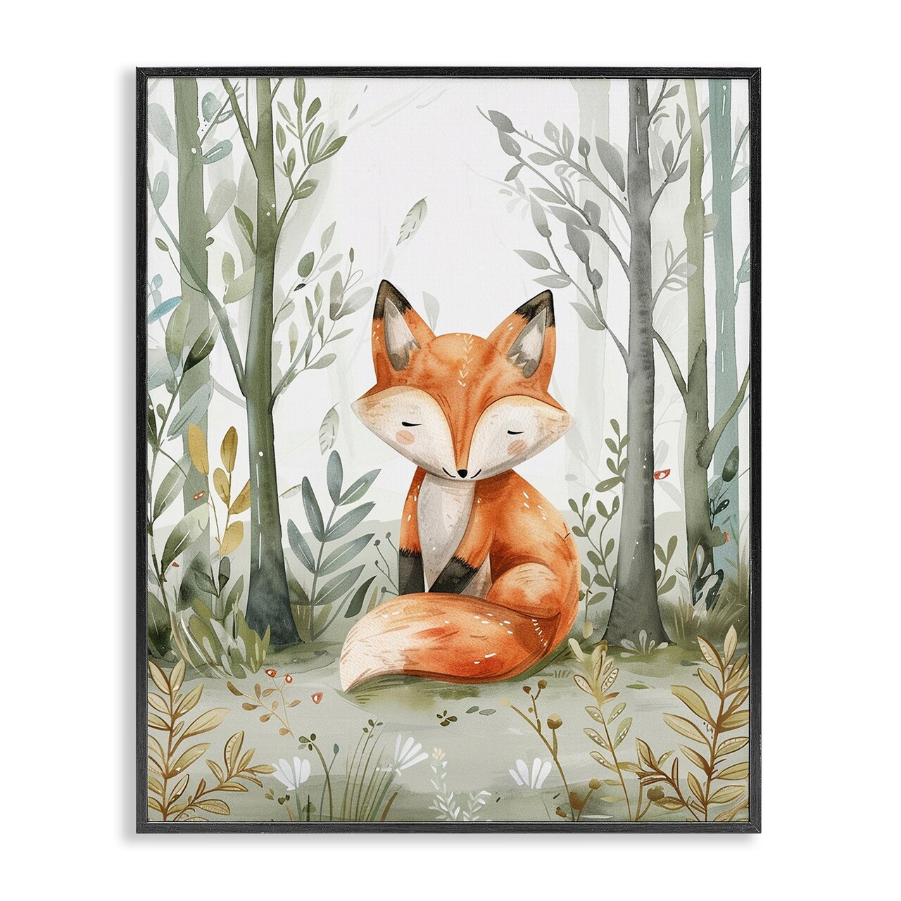 Stupell Industries Soft Woodland Fox Framed Giclee Wall Art Design by LSR Design Studio